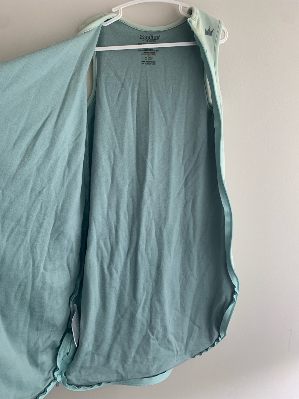 Baby | Woolino Merino Sleep Sack, Green Crown Pattern | 6-18M - Picture 6 of 8